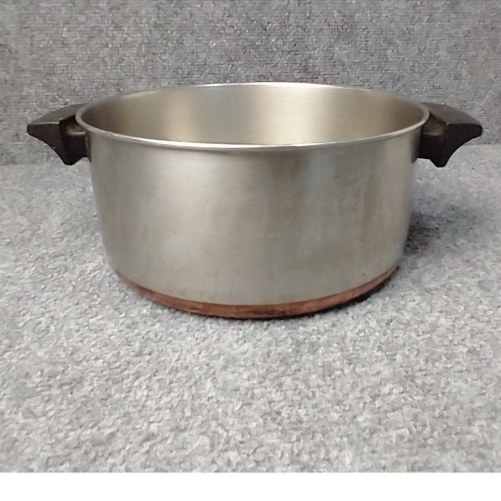 Vintage Revere Ware 4 1/2 Qt Copper Bottom Stock Pot Stainless Steel Rome NY USA